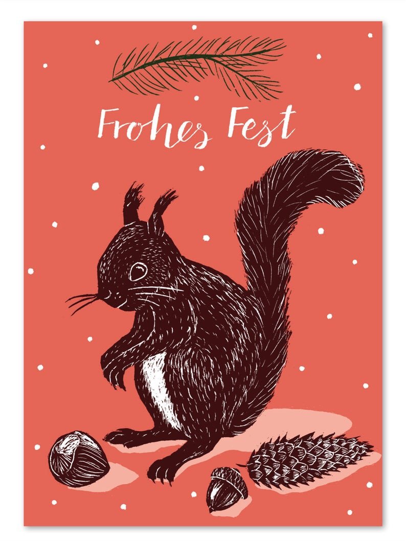 Katja Rub Weihnachten Weihnachtskarte Eichhörnchen | Frohes Fest bei Nauli and Stories