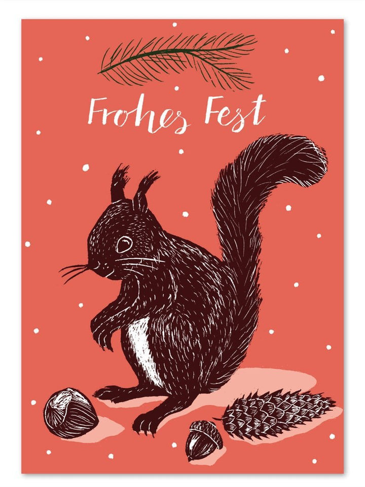 Katja Rub Weihnachten Weihnachtskarte Eichhörnchen | Frohes Fest bei Nauli and Stories