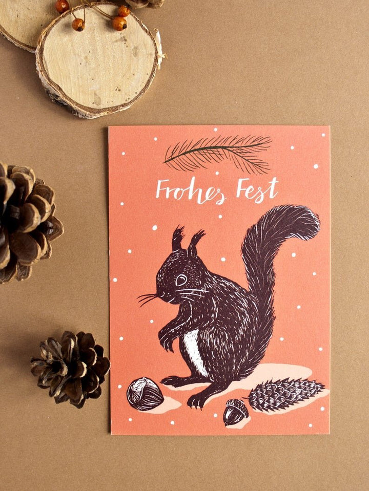 Katja Rub Weihnachten Weihnachtskarte Eichhörnchen | Frohes Fest bei Nauli and Stories