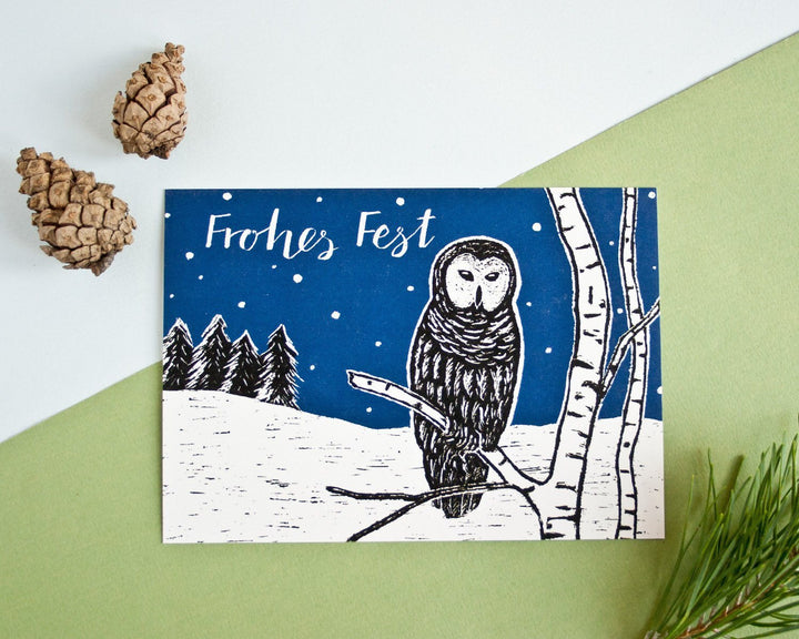 Katja Rub Weihnachten Weihnachtskarte Eule | Frohes Fest bei Nauli and Stories