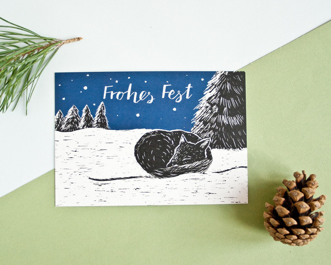 Katja Rub Weihnachten Weihnachtskarte Fuchs | Frohes Fest bei Nauli and Stories