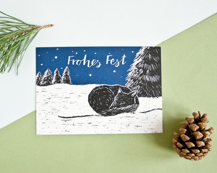 Katja Rub Weihnachten Weihnachtskarte Fuchs | Frohes Fest bei Nauli and Stories