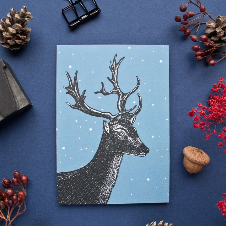 Katja Rub Weihnachten Weihnachtskarte Hirsch bei Nauli and Stories