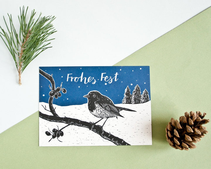 Katja Rub Weihnachten Weihnachtskarte Vogel | Frohes Fest bei Nauli and Stories
