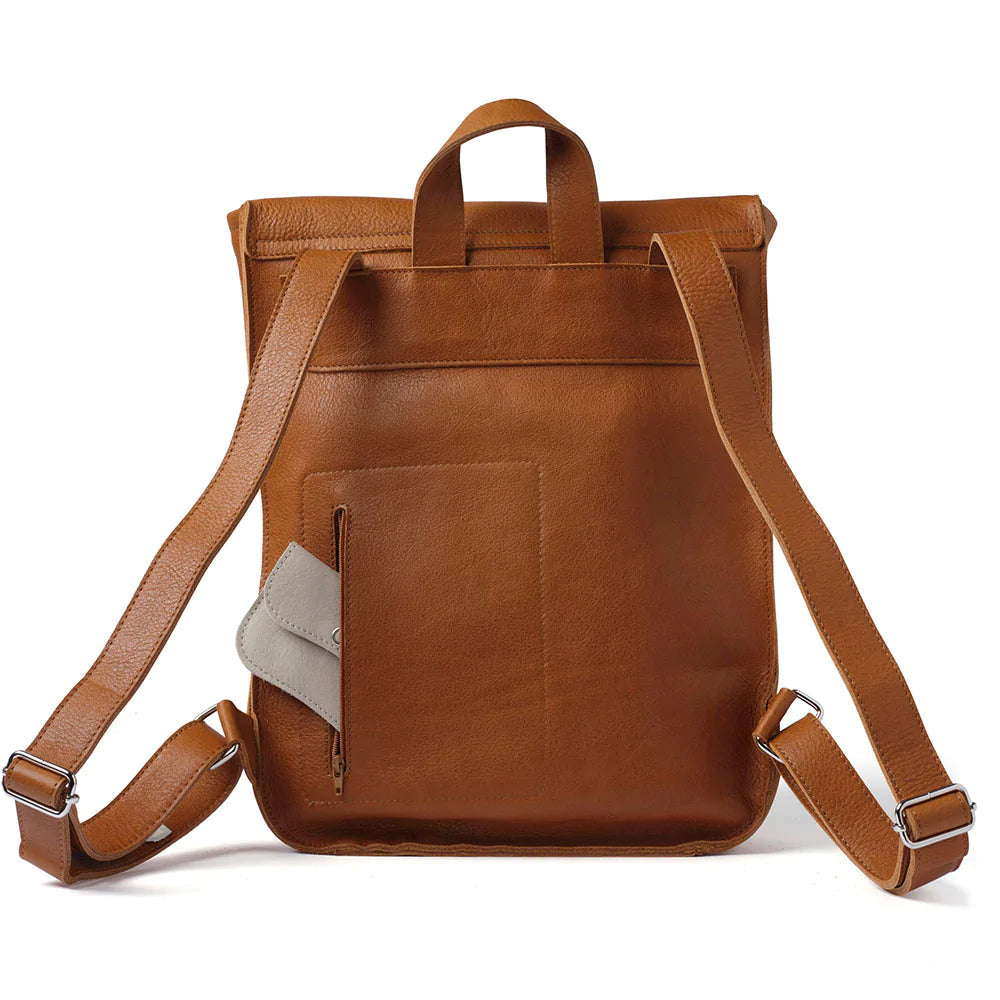 Keecie Rucksack Lederrucksack Come Along Cognac used look bei Nauli and Stories
