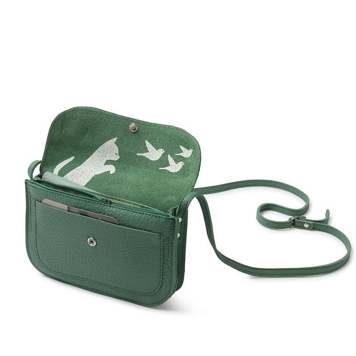 Keecie Handtasche Cat Chase kleine Ledertasche grün bei Nauli and Stories