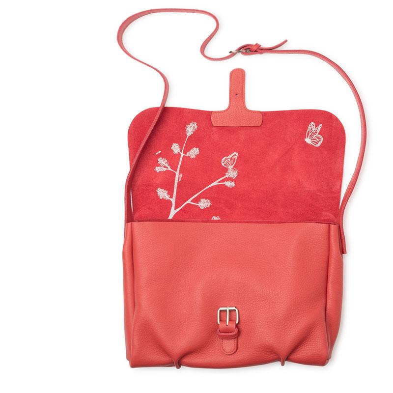 Keecie Handtasche Kleine Messenger Bag - Flora und Fauna korallenrot bei Nauli and Stories