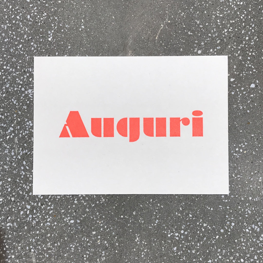 Letternpresse Glück wünschen Auguri! Letterpress Glückwunschkarte bei Nauli and Stories