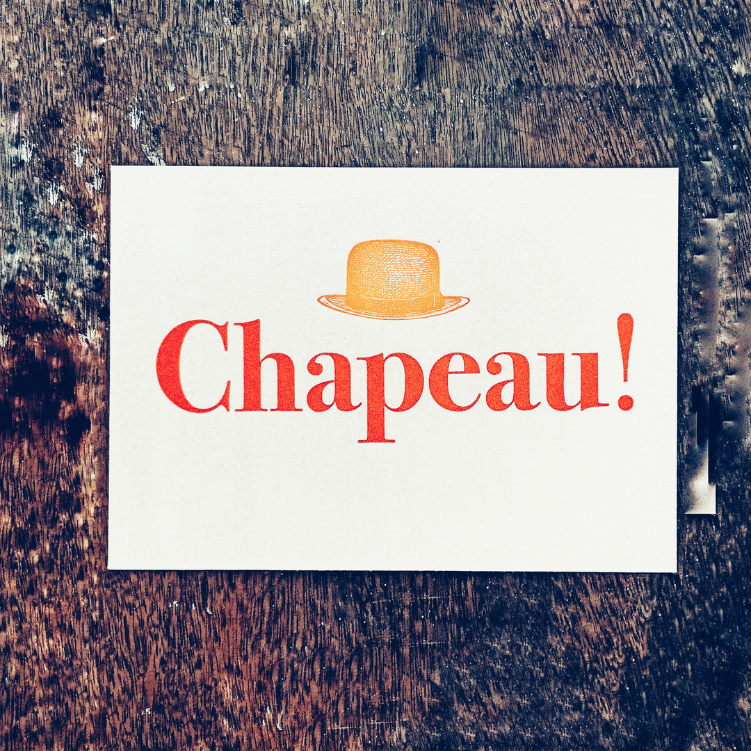 Letternpresse Grußkarte Chapeau! Letterpress Glückwunschkarte bei Nauli and Stories
