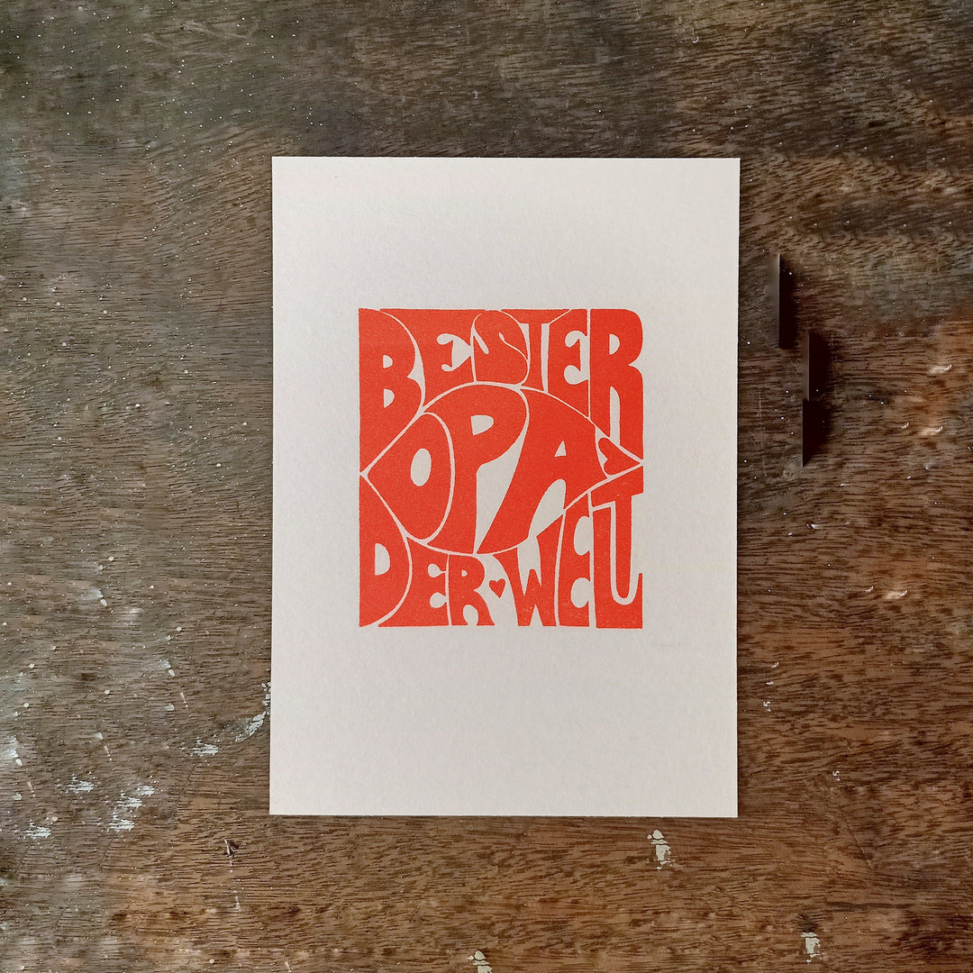Letternpresse Grußkarte Der beste Opa der Welt - Letterpress Grußkarte bei Nauli and Stories