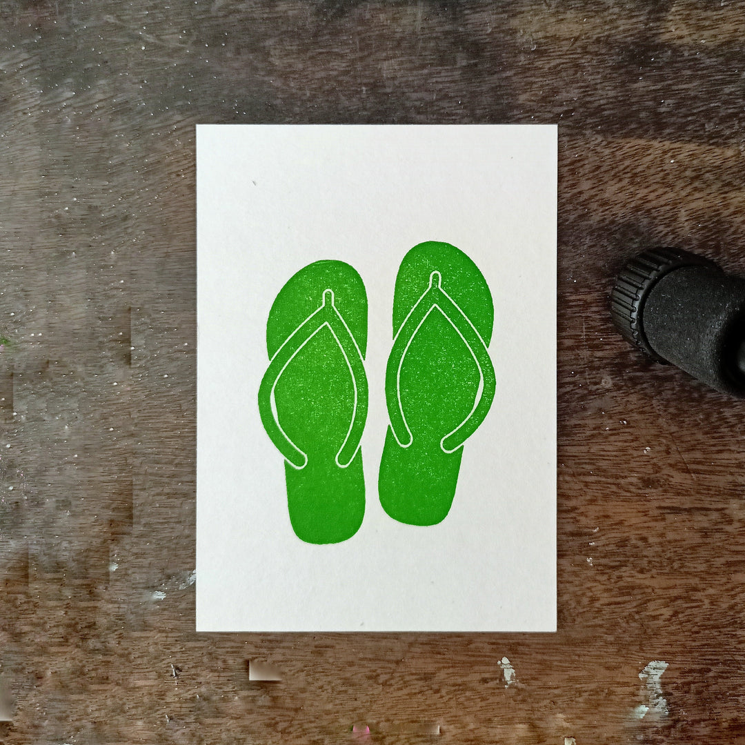 Letternpresse Grußkarte Sommer FlipFlops - Letterpress Grußkarte bei Nauli and Stories