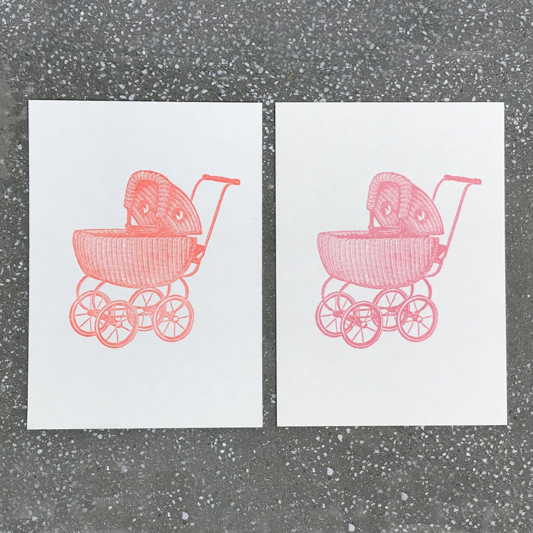 Letternpresse Grußkarte Zur Geburt  Kinderwagen Letterpress Grußkarte bei Nauli and Stories