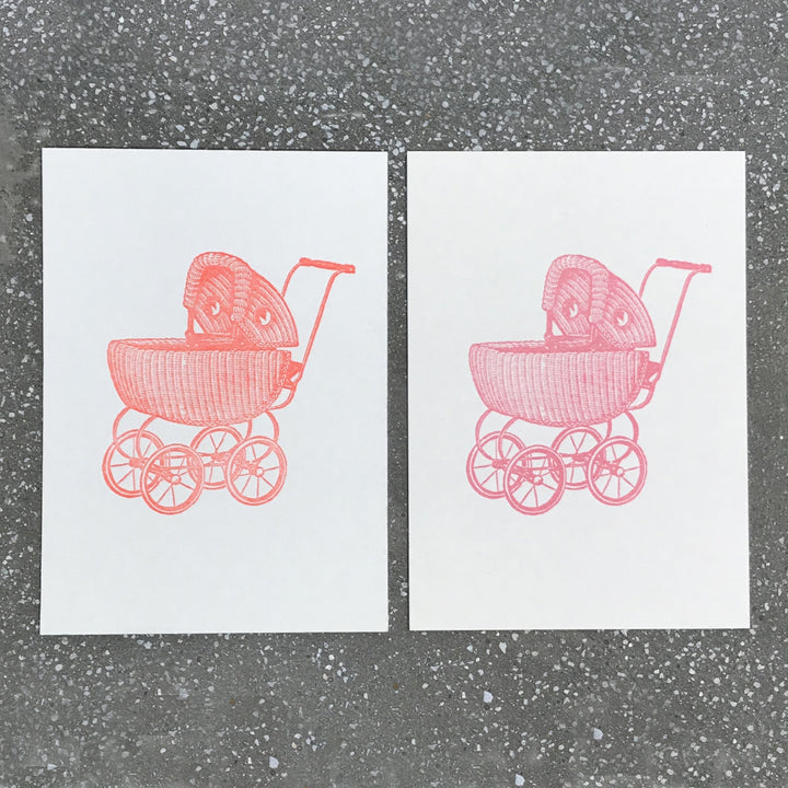 Letternpresse Grußkarte Zur Geburt  Kinderwagen Letterpress Grußkarte bei Nauli and Stories