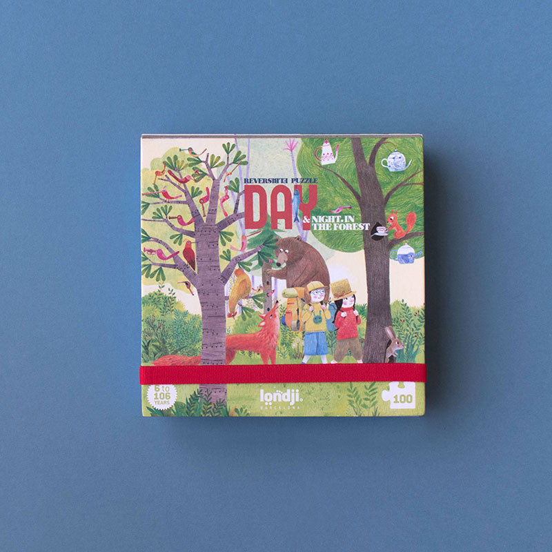 Londji Puzzle Pocket Puzzle Day and Night in the Forest - beidseitiges Puzzle mit 100 Teilen bei Nauli and Stories