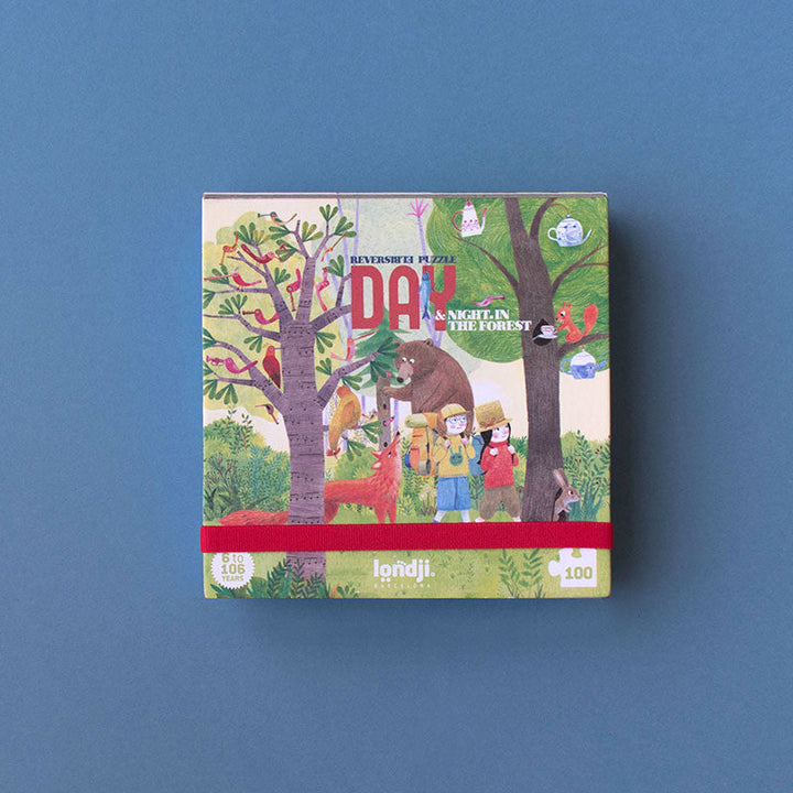 Londji Puzzle Pocket Puzzle Day and Night in the Forest - beidseitiges Puzzle mit 100 Teilen bei Nauli and Stories
