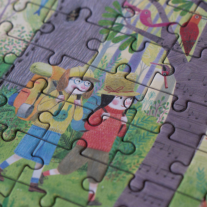Londji Puzzle Pocket Puzzle Day and Night in the Forest - beidseitiges Puzzle mit 100 Teilen bei Nauli and Stories
