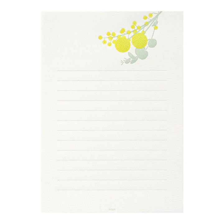 Midori Briefpapier Briefpapier gelbe Blumen - Letterpress bei Nauli and Stories