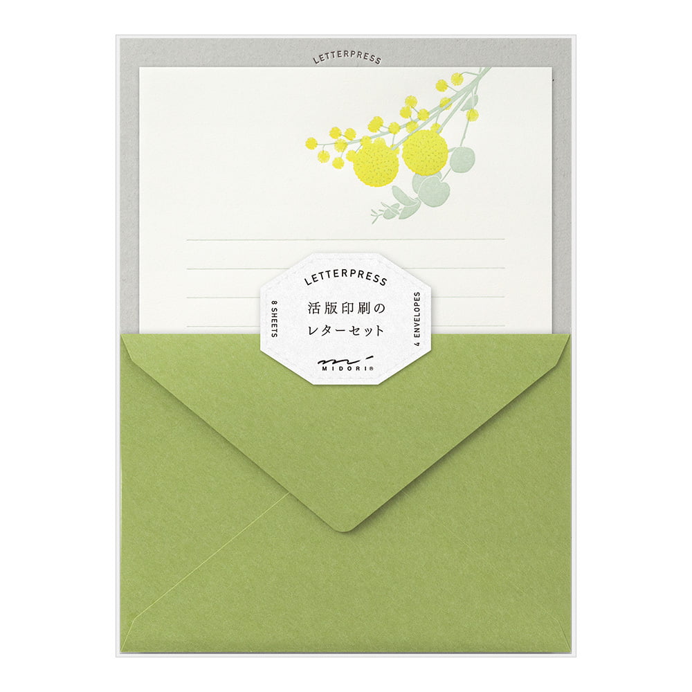 Midori Briefpapier Briefpapier gelbe Blumen - Letterpress bei Nauli and Stories