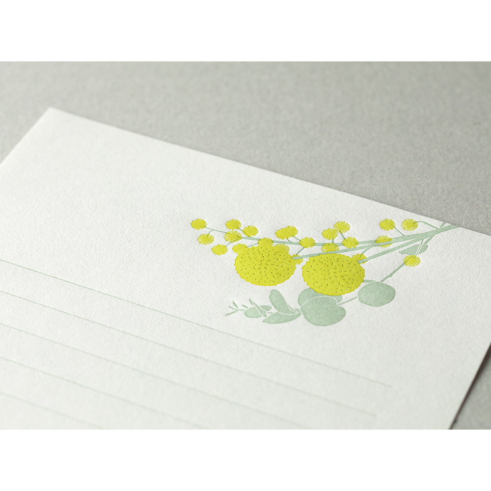 Midori Briefpapier Briefpapier gelbe Blumen - Letterpress bei Nauli and Stories