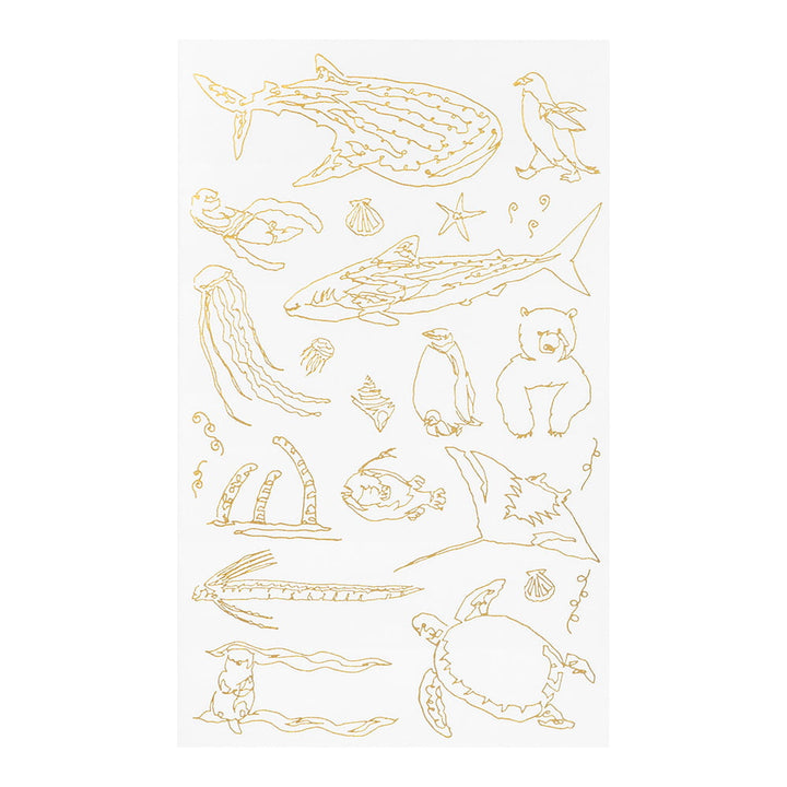 Midori Deko-Aufkleber Transfer Sticker Foil Sea creatures