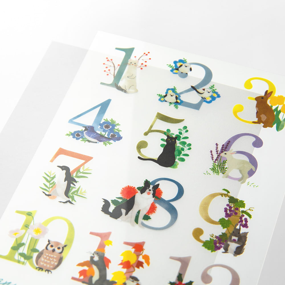 Midori Transfer Sticker Transfer Sticker Monthly - Zahlen von 1 bis 12 bei Nauli and Stories