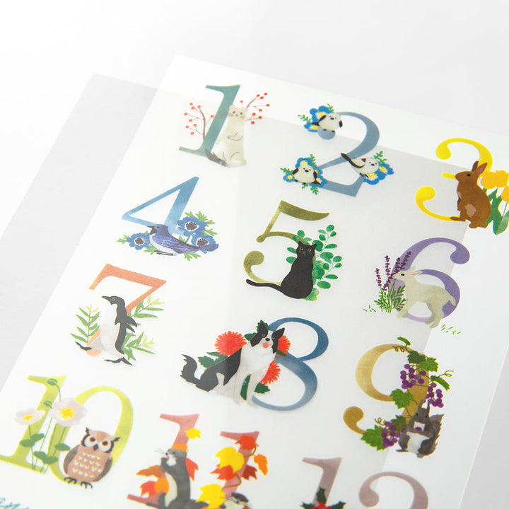 Midori Transfer Sticker Transfer Sticker Monthly - Zahlen von 1 bis 12 bei Nauli and Stories