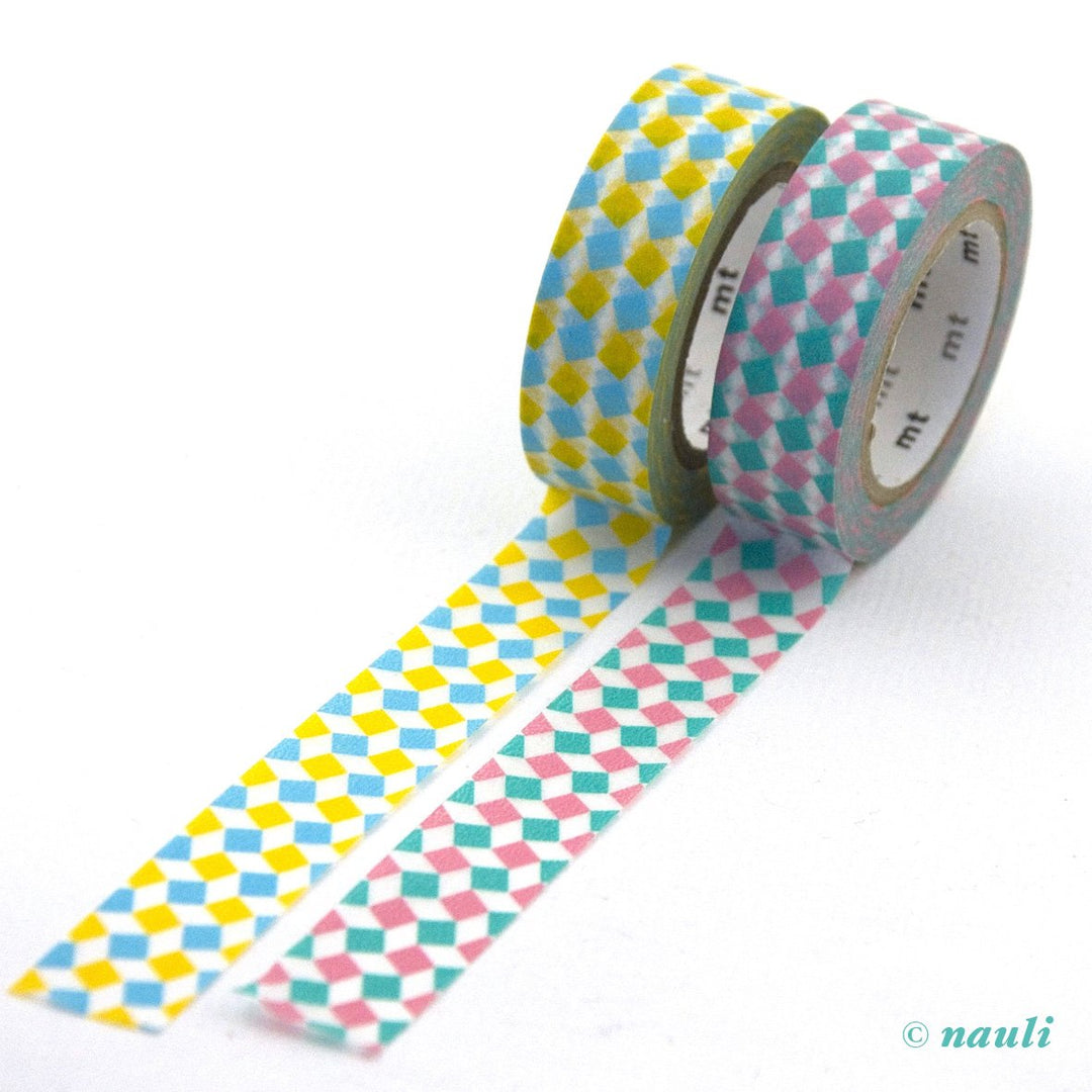 MT Washi Tape Washi Masking Tape Rauten pink gelb bei Nauli and Stories