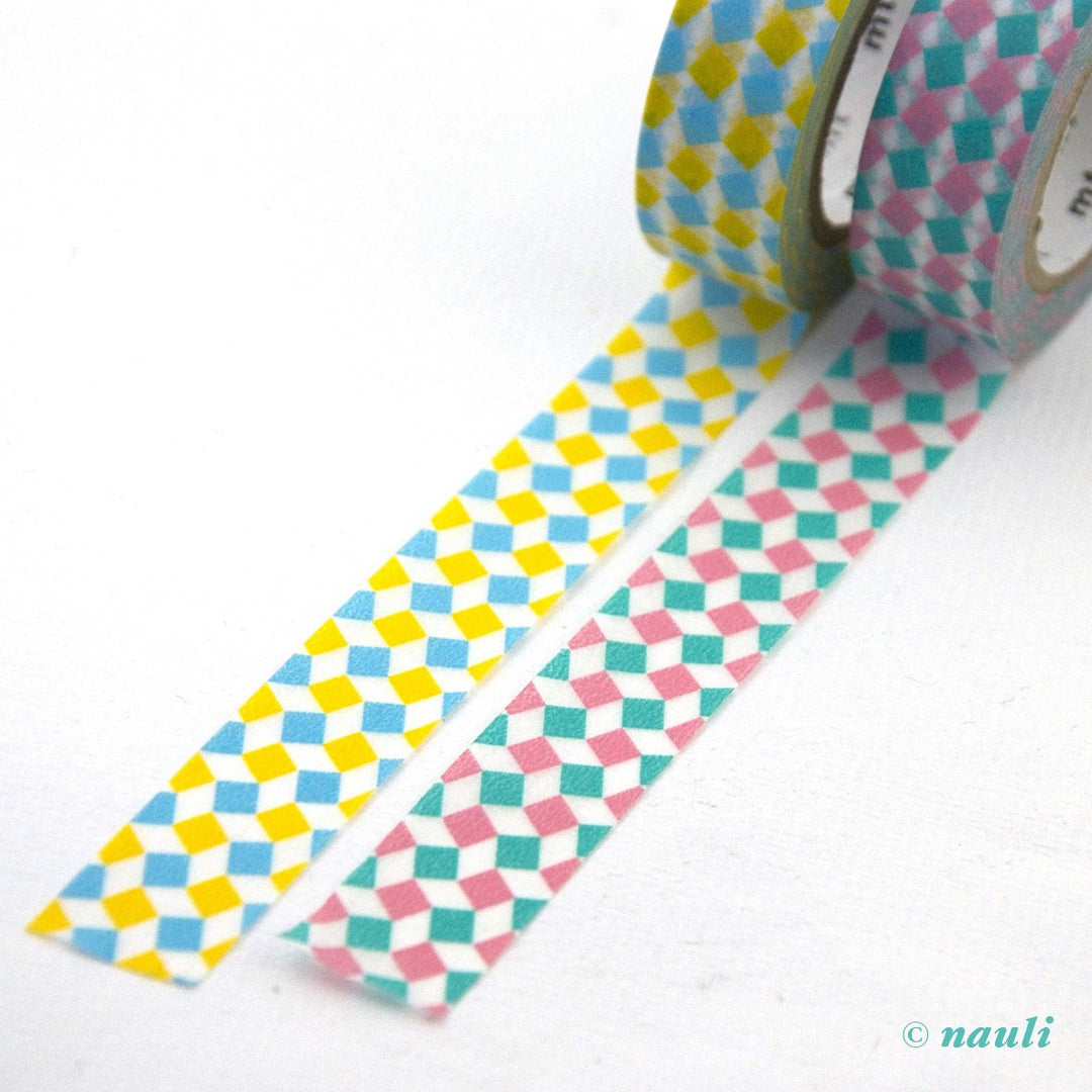 MT Washi Tape Washi Masking Tape Rauten pink gelb bei Nauli and Stories