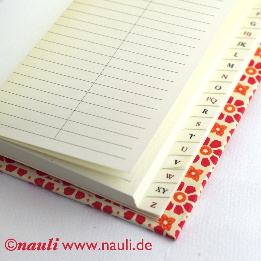 Nauli Adressbuch Adressbuch A6 Stempelblumen rot orange bei Nauli and Stories