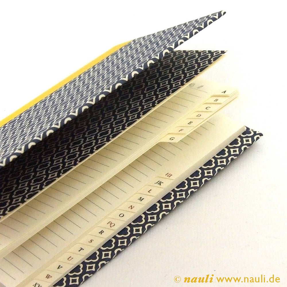 Nauli Adressbuch Adressbuch DIN A6 blau gelb quatrefoil bei Nauli and Stories
