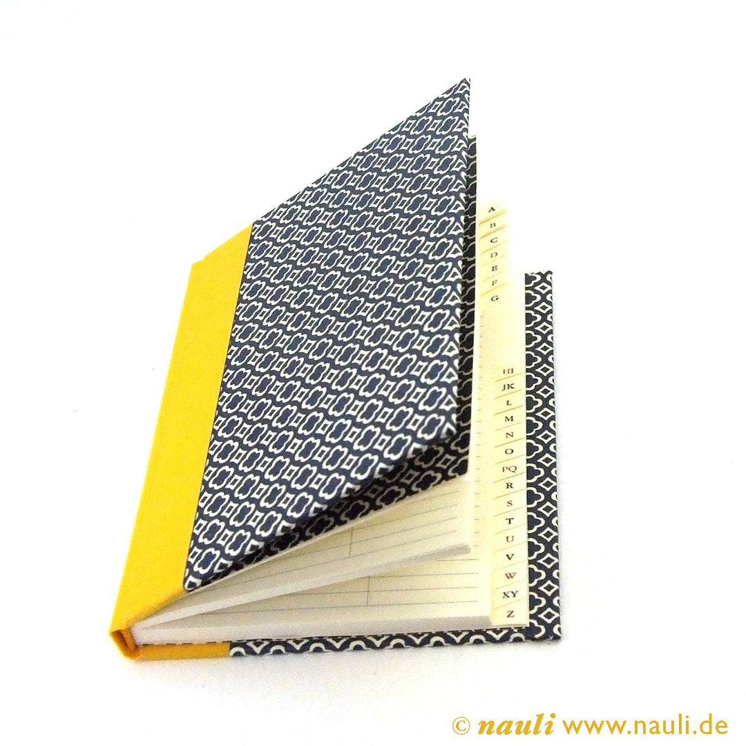 Nauli Adressbuch Adressbuch DIN A6 blau gelb quatrefoil bei Nauli and Stories