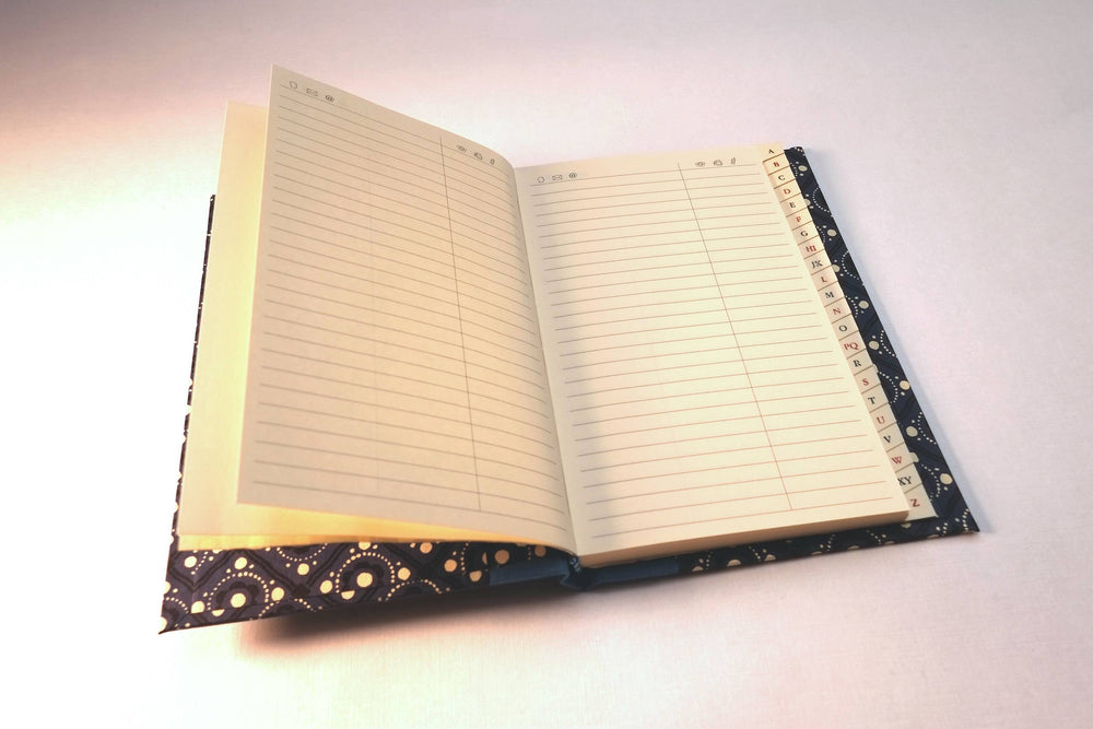 Nauli Adressbuch Adressbuch DIN A6 kleine Java Blumen blau bei Nauli and Stories