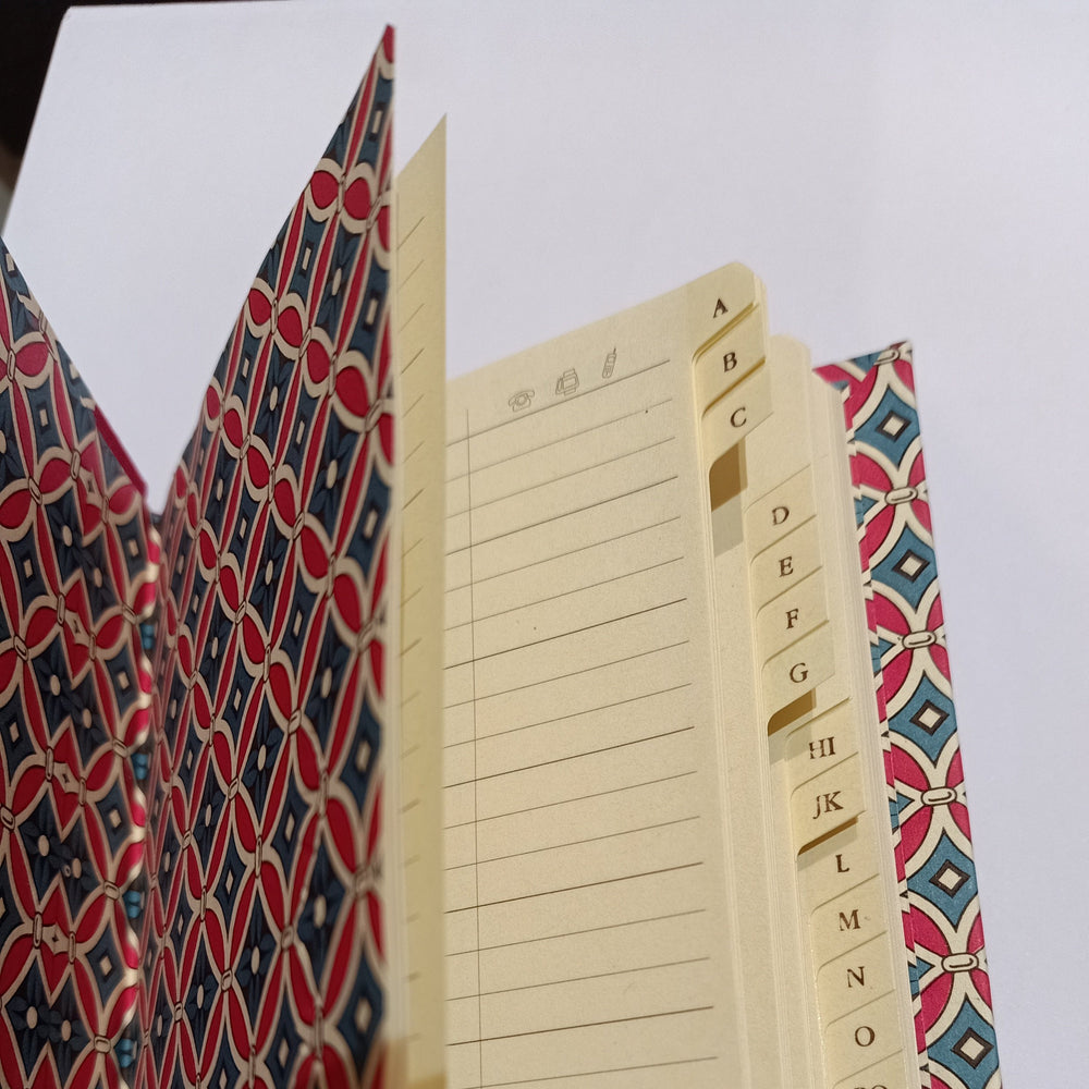 Nauli Adressbuch Adressbuch DIN A6  Retro Lotus rot petrol bei Nauli and Stories