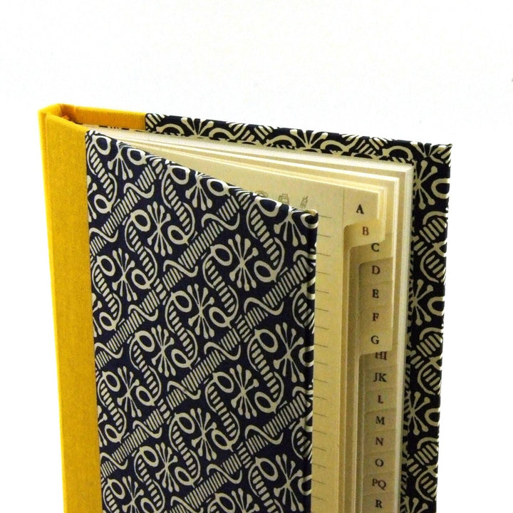 Nauli Adressbuch Adressbuch DIN A6 Wachsbatik blau gelb bei Nauli and Stories