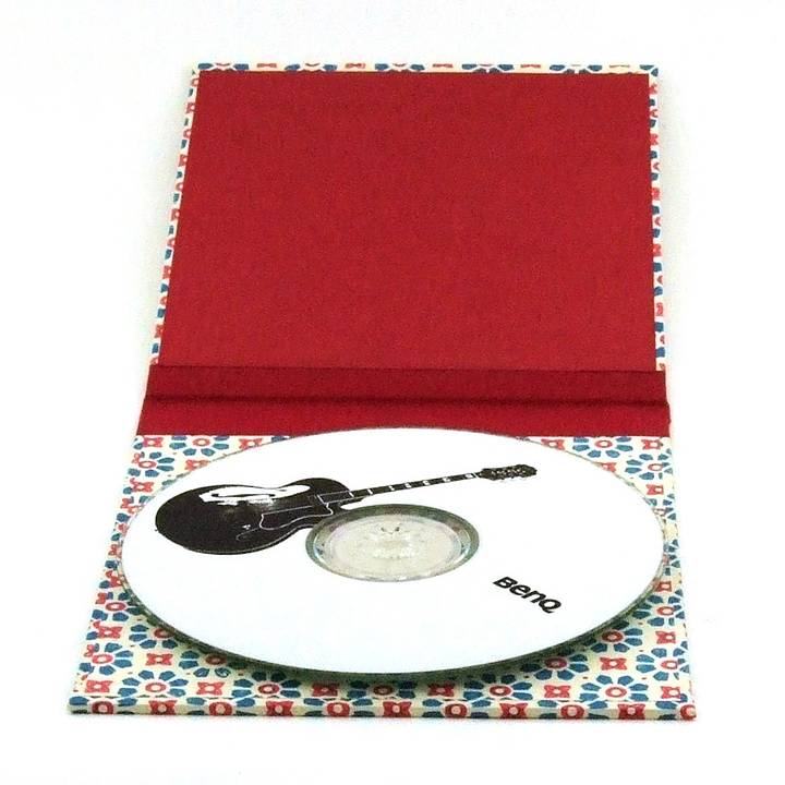 Nauli CD / DVD Hülle für 1 CD CD/ DVD Hülle Stempelblumen rot petrol bei Nauli and Stories