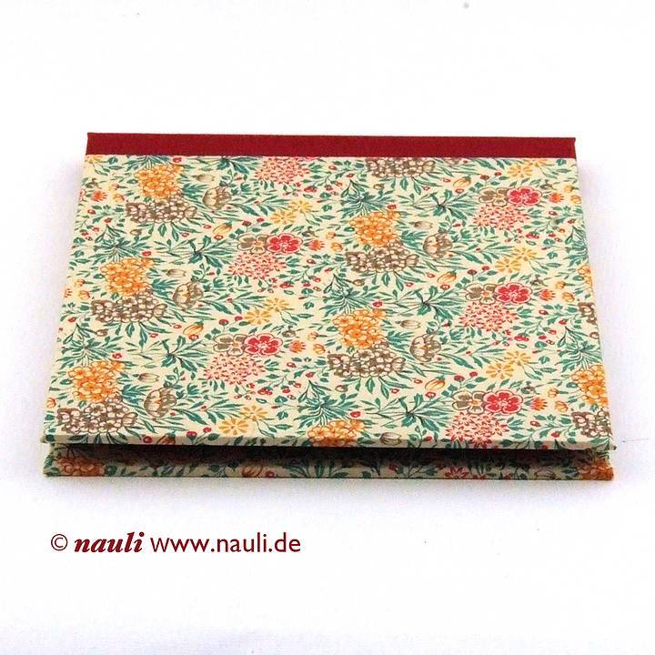 Nauli CD / DVD Hülle für 1 CD CD Hülle Sommerblumen petrol mit rotem Buchleinen bei Nauli and Stories
