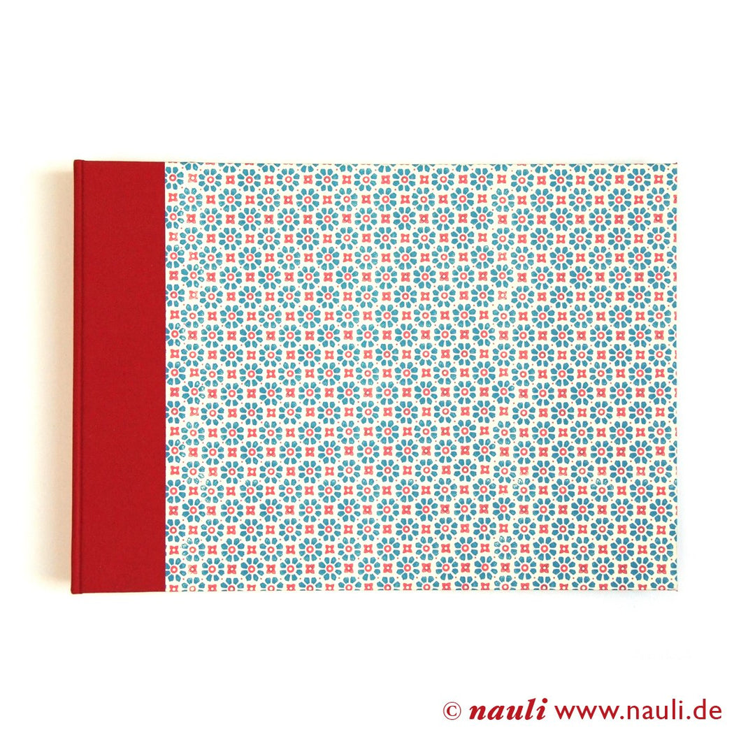 Nauli Fotoalbum XL Hochzeits - Fotoalbum XL Stempel- Blumen petrol rot bei Nauli and Stories