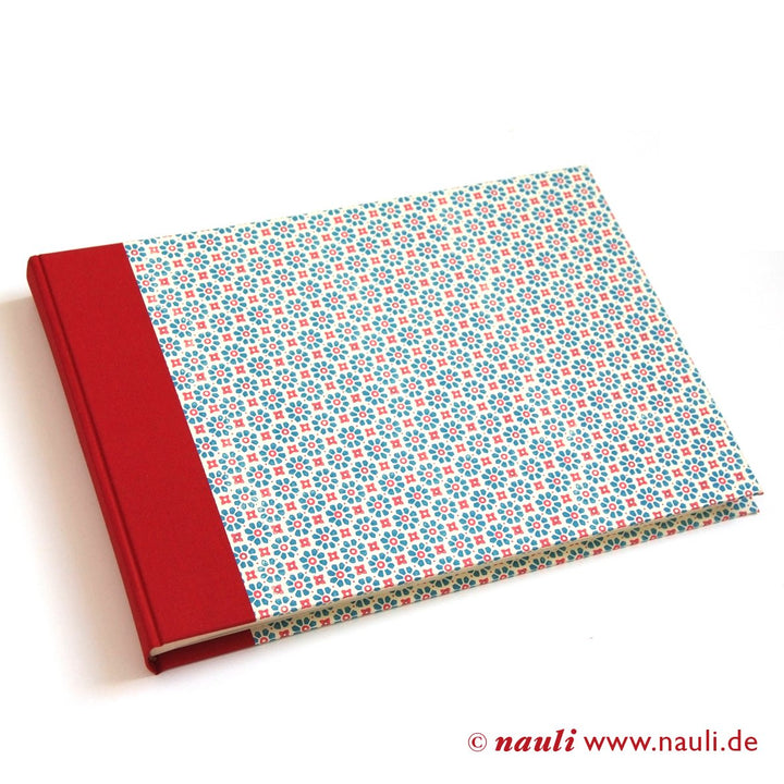 Nauli Fotoalbum XL Hochzeits - Fotoalbum XL Stempel- Blumen petrol rot bei Nauli and Stories