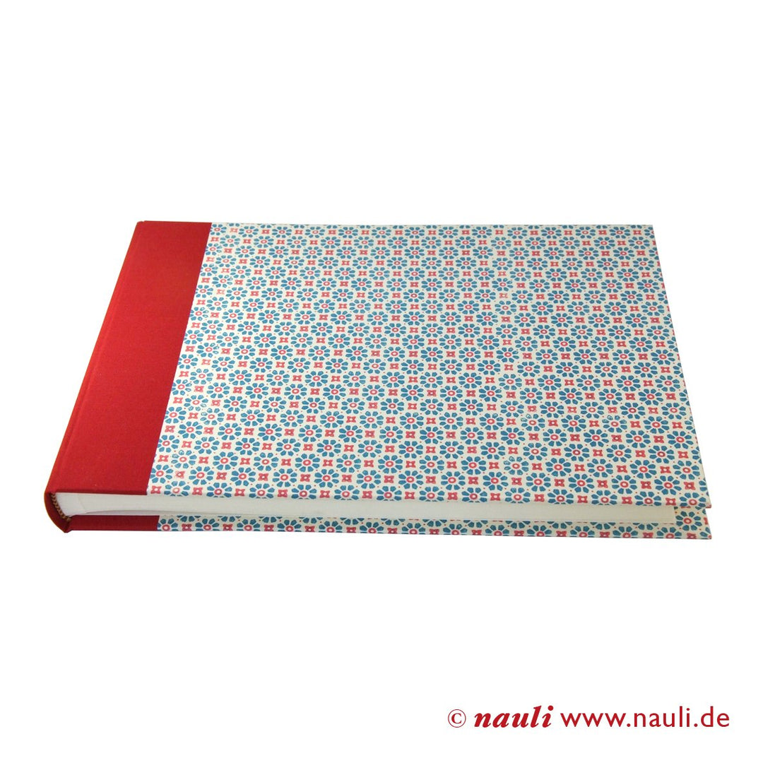 Nauli Fotoalbum XL Hochzeits - Fotoalbum XL Stempel- Blumen petrol rot bei Nauli and Stories