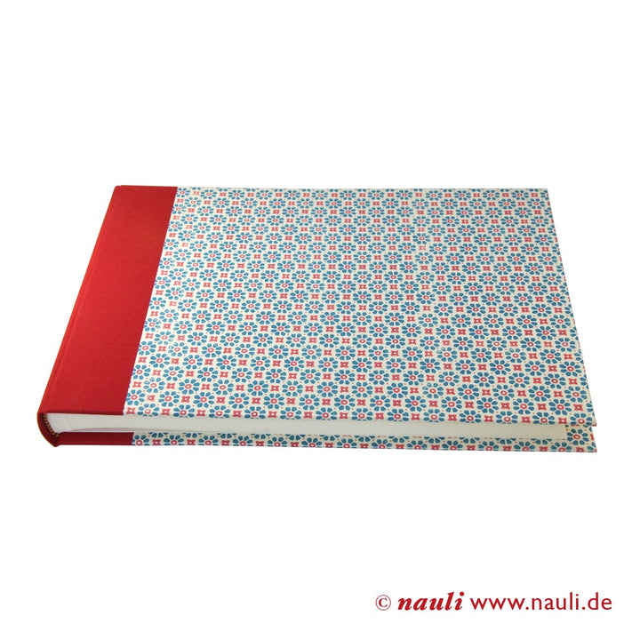 Nauli Fotoalbum XL Hochzeits - Fotoalbum XL Stempel- Blumen petrol rot bei Nauli and Stories
