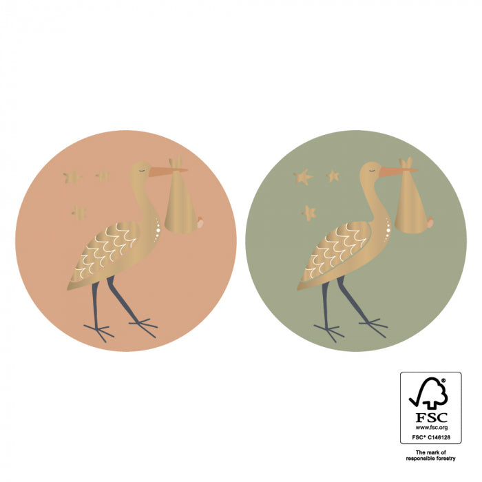 Geschenkverpackung Sticker Geschenksticker Storch zur Geburt bei Nauli and Stories