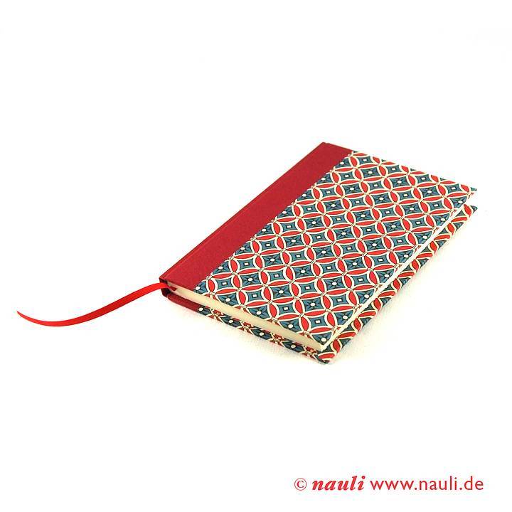 Nauli Notizbuch DIN A6 kleines Notizbuch DIN A6 retro lotus rot petrol bei Nauli and Stories