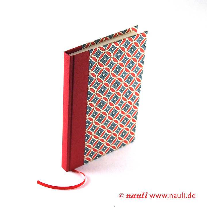 Nauli Notizbuch DIN A6 kleines Notizbuch DIN A6 retro lotus rot petrol bei Nauli and Stories
