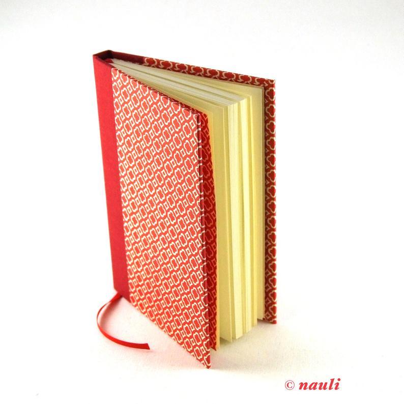 Nauli Notizbuch DIN A6 kleines rotes Notizbuch DIN A6 rot Quatrefoil bei Nauli and Stories
