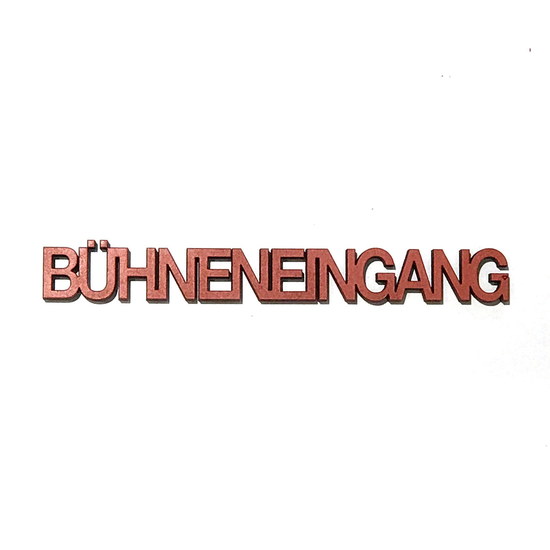NoGallery Schriftzug Bühneneingang - roter 3D Schriftzug bei Nauli and Stories
