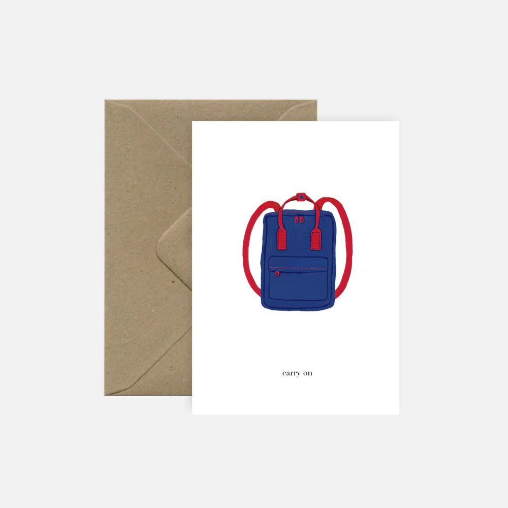 Pink Cloud Studio Mut machen Grußkarte - Rucksack - Carry On! bei Nauli and Stories