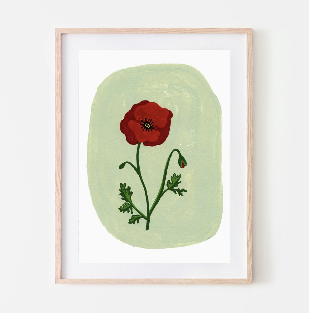 Pink Cloud Studio Kunstdruck Kunstdruck A4 Mohnblume bei Nauli and Stories