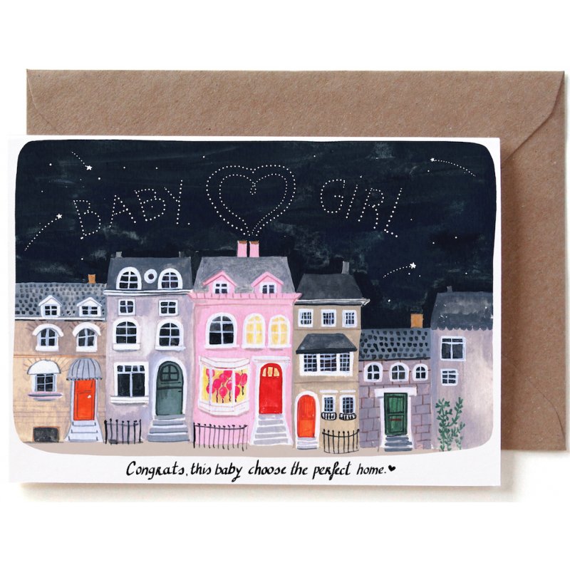 Reddish Design Glückwunschkarte Glückwunschkarte zur Geburt | Baby Girl bei Nauli and Stories