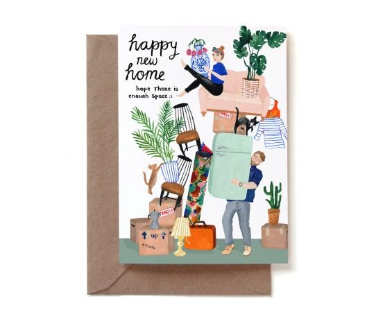 Reddish Design Einzug Grußkarte - HAPPY NEW HOME MOVING bei Nauli and Stories
