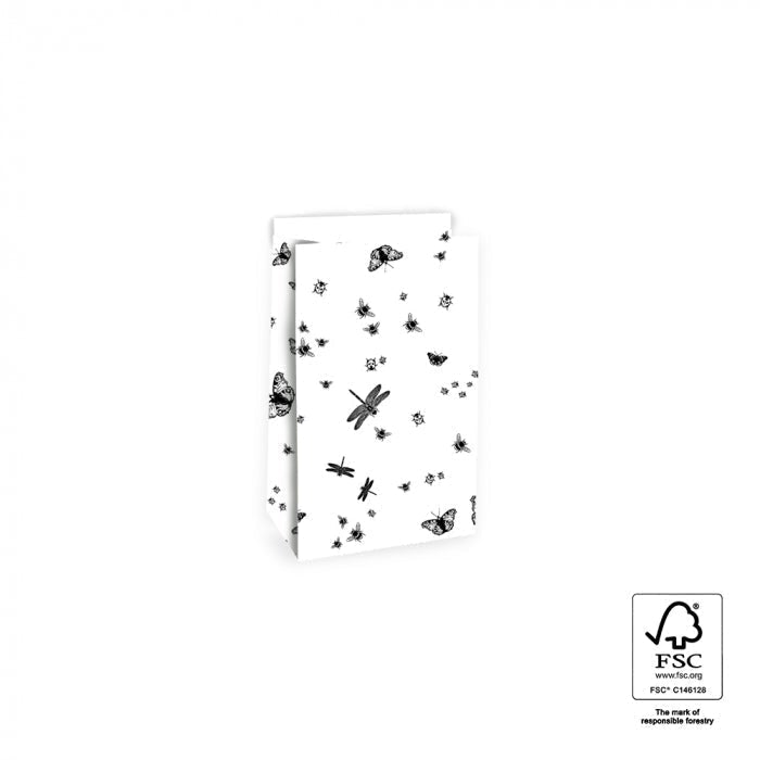 Geschenkverpackung Geschenktüten Geschenktüte schwarz weiß Insekten mit Boden bei Nauli and Stories